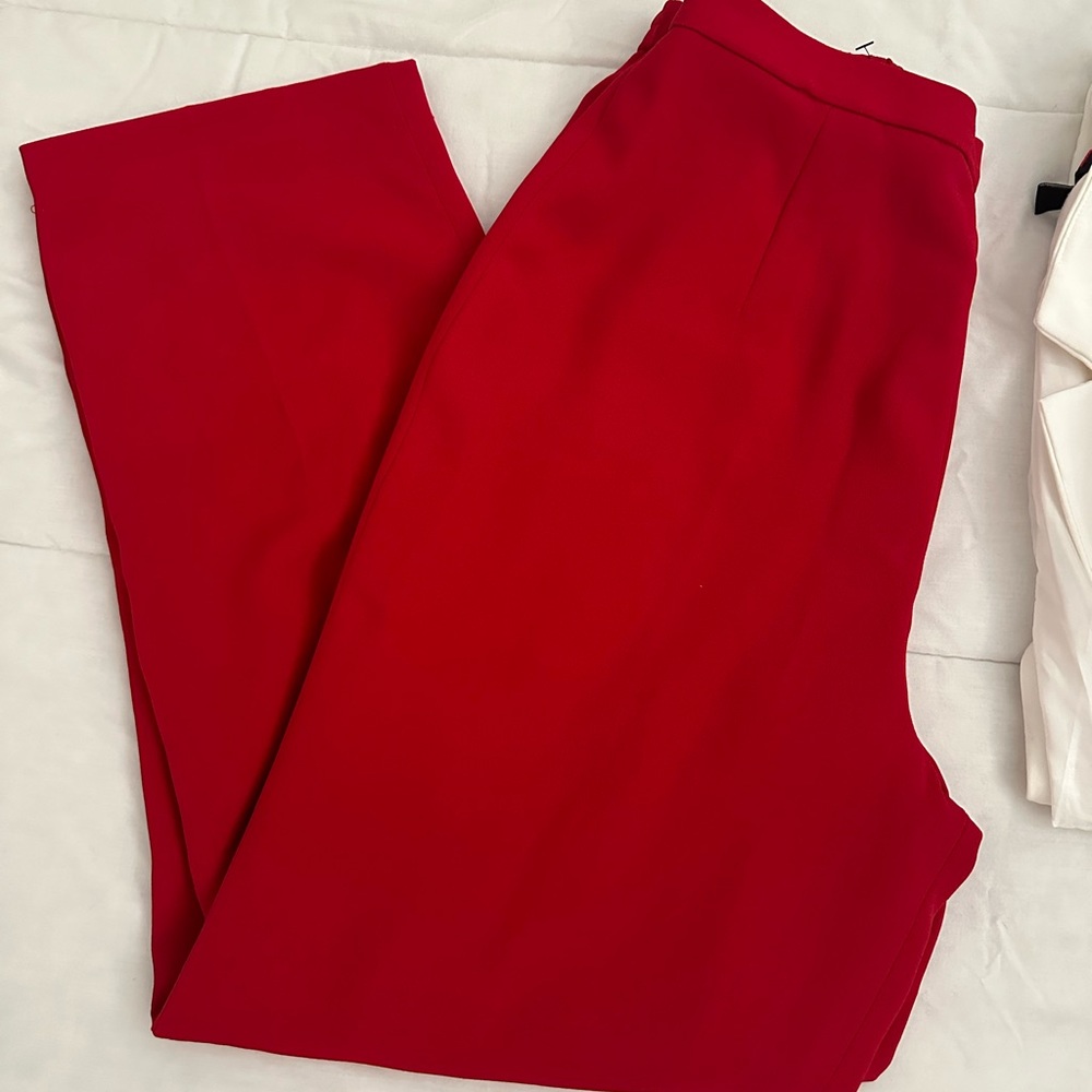 Red high waisted trousers